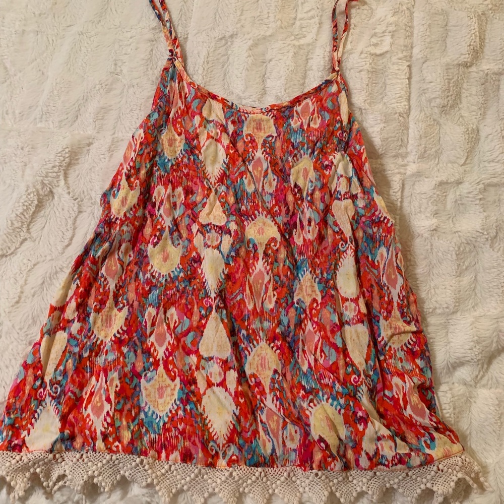 Flowy Tank Top with Lace Detail